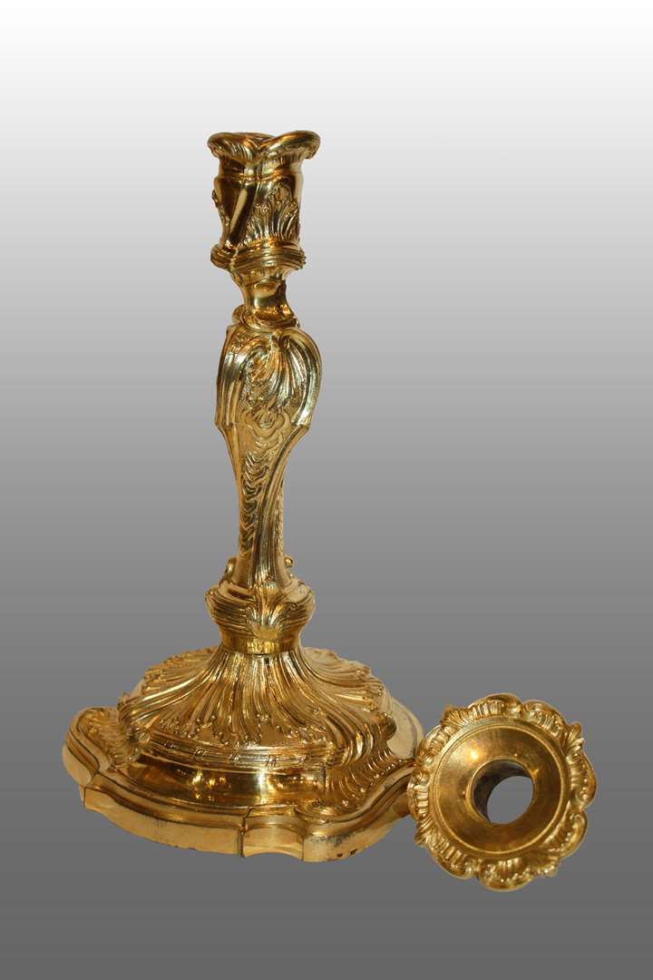 Rare pair of Louis XV Candlesticks after Meissonnier